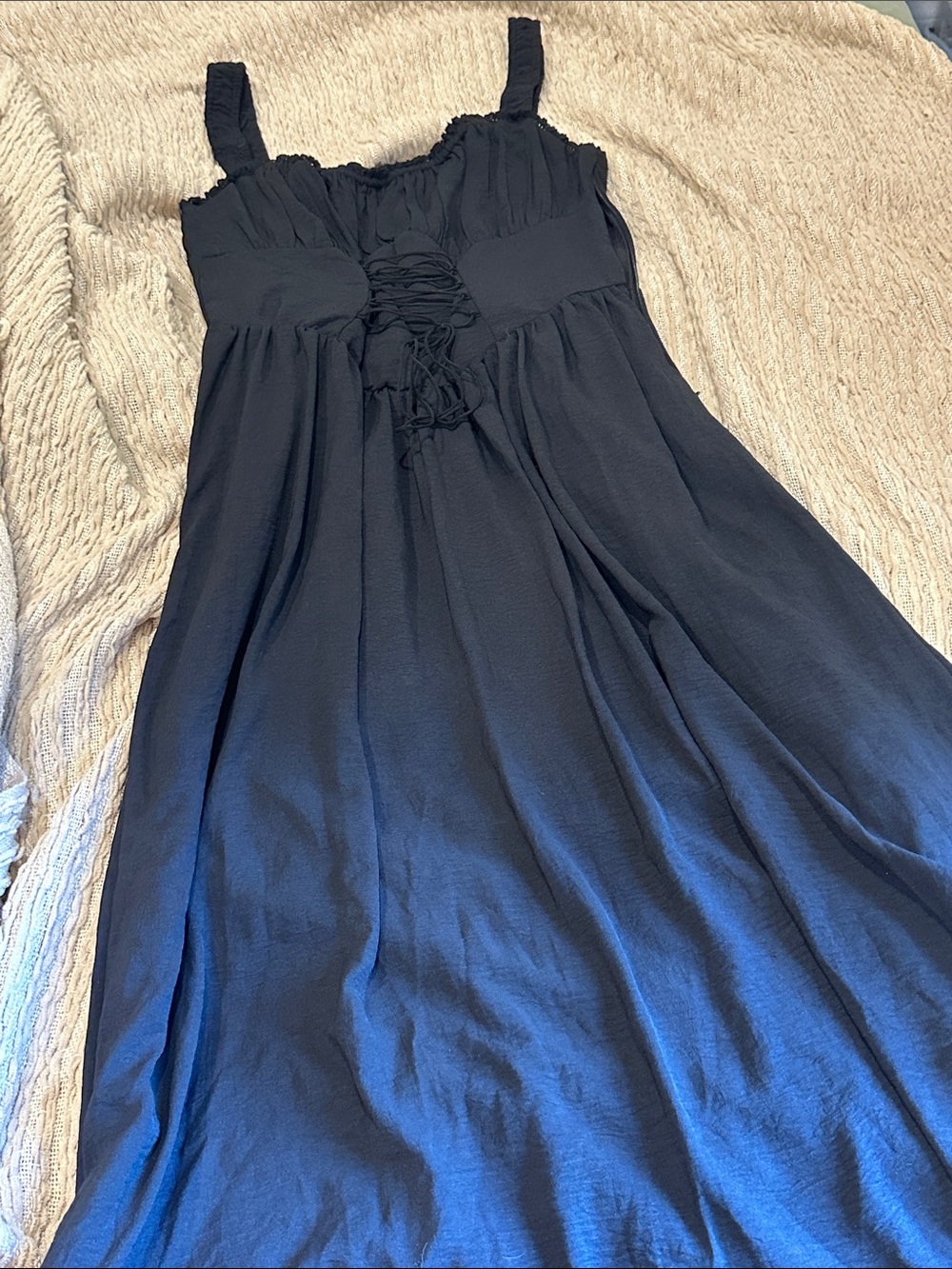 Women's Black Sleeveless Maxi Dress with Ruching